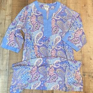 VintaAnthony Richards Paisley Floral Zip Front Lounger House Dress Size Me